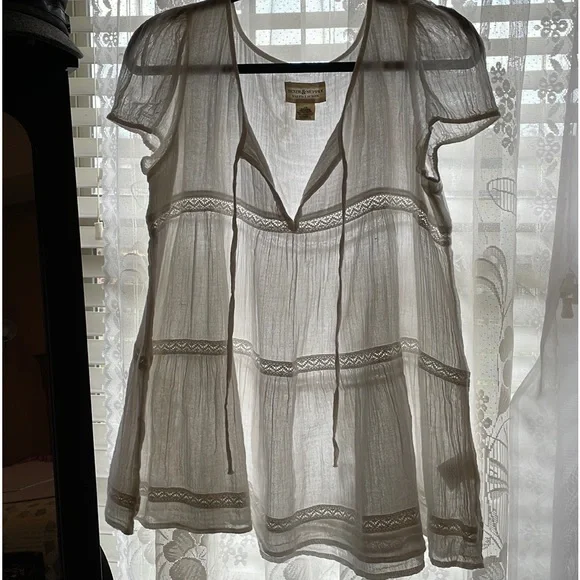 Denim & Supply Ralph Lauren L Peasant Bohemian Southwest Cap Sleeve Pullover Top - Picture 4 of 16